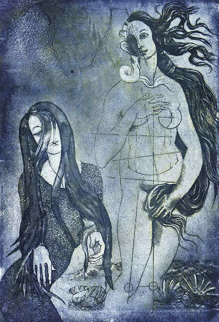 nach botticelli,2 frauenfiguren; women's figures, after botticelli